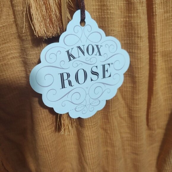 Knox Rose Eyelet Ribbed Tank Top Tassel Women Size L 12 14 Gold Sleeveless NEW - Picture 7 of 9